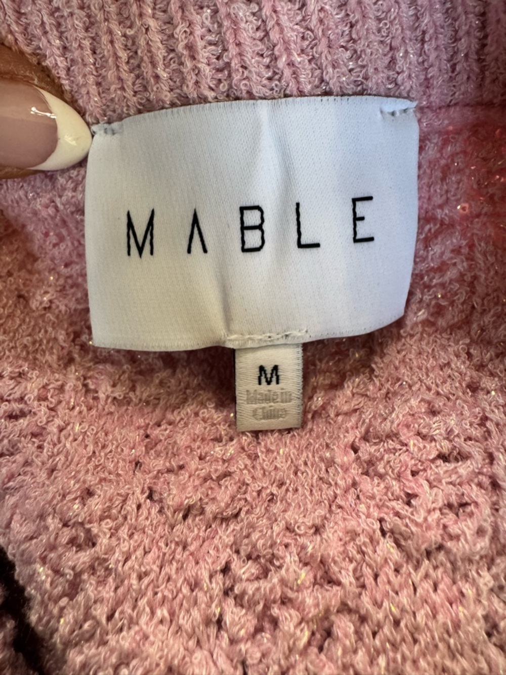 Mable Pink Tweed Knit Skirt Set Gold Button Cardigan Midi Set NWT - Picture 10 of 12